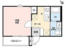 アリカ平井 1階1Kの間取り