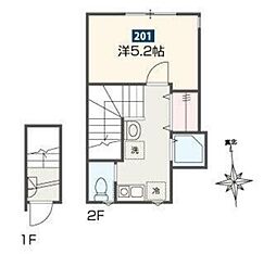 ＭＥＬＤＩＡノイエ 2階1Kの間取り