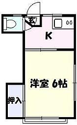 野村荘 1Kの間取図画像