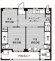 ビレッジハウス愛生5 3DKの間取図画像