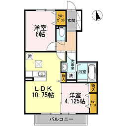 ソシアフジケンA 2LDKの間取図画像