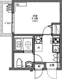 KEIAI RESIDENCE 鳩ヶ谷 1Kの間取図画像