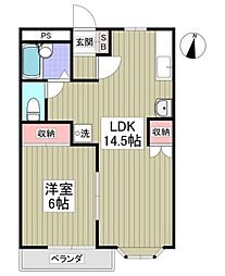 シャトーヒルマ 1LDKの間取図画像