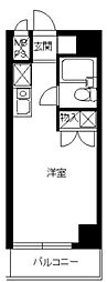 スカイコート浅草3 ワンルームの間取図画像