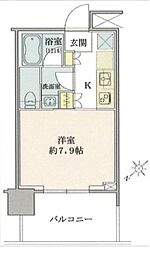 ブリリアタワー浜離宮 ワンルームの間取図画像
