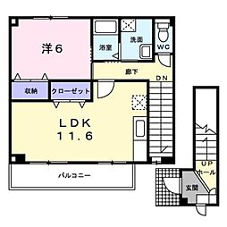 リバーサイドセイバリー 1LDKの間取図画像
