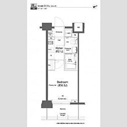 プラウドフラット鶴見II 7階1Kの間取り