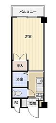 ヴィラ三光 1Kの間取図画像