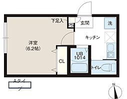レピュア蓮根レジデンスII 3階1Kの間取り