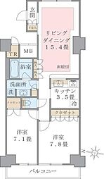 Brilliaist東雲キャナルコート 2LDKの間取図画像