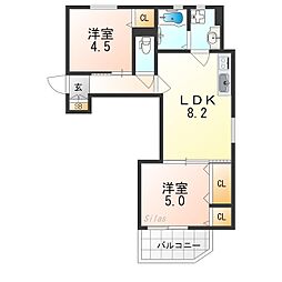 スリール明和1 2LDKの間取図画像