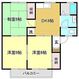 セジュールかもべ 3DKの間取図画像
