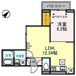 リーラN 1LDKの間取図画像