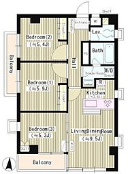 スピティ目黒 3LDKの間取図画像