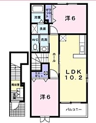 サンリットヒル2 2LDKの間取図画像