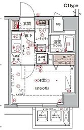 ハーモニーレジデンス大森ウエスト 1Kの間取図画像