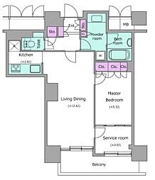 レジディアタワー目黒不動前 13階1SLDKの間取り