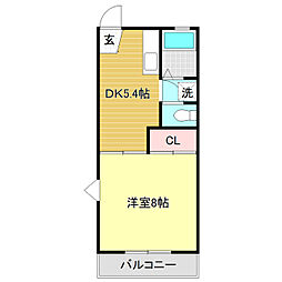 グリーンハイツ北浦 1DKの間取図画像