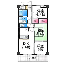 ベルファーレヤブウチ 3DKの間取図画像