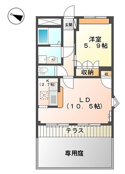 コンフォース21 ｜和歌山県和歌山市田尻(賃貸マンション1LDK・1階・45.63㎡)の写真 その2