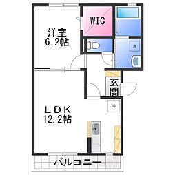 ヴィーブル伏尾 1LDKの間取図画像