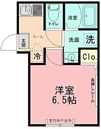 カーサ・ソラティオ東橋本 1Kの間取図画像