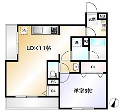 エクセル市川 1LDKの間取図画像