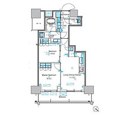 パークアクシス豊洲キャナル 11階2LDKの間取り