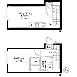 オプション坂下 4階1LDKの間取り