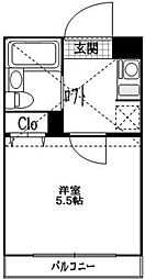 カーサフロール西船 1Kの間取図画像