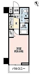 プレール・ドゥーク中板橋 1Kの間取図画像