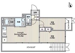 HJクラウン1 1階2LDKの間取り