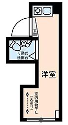 ダイヤモンドレジデンス湯島 5階ワンルームの間取り