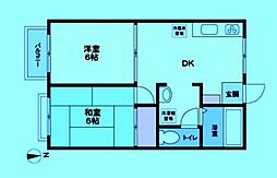 ビラ・ネプチューンB棟 2DKの間取図画像
