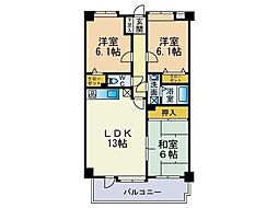 ヴィータポルト 602 6階3LDKの間取り