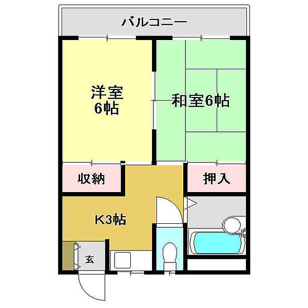 泉マンション 202｜高知県高知市和泉町(賃貸アパート2K・2階・37.00㎡)の写真 その2