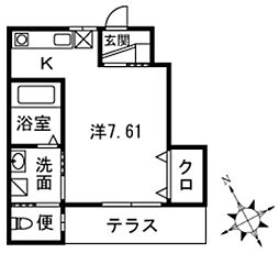 パーシモン ワンルームの間取図画像