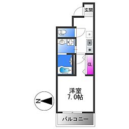 フジパレス長田サウス 3階1Kの間取り