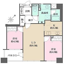 ルミネ東京ベイフロント 2LDKの間取図画像