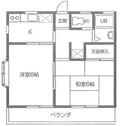 羽折公園ハウス 2Kの間取図画像