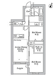 GREEN CREST 2LDKの間取図画像
