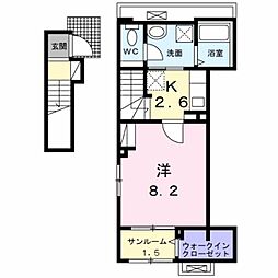 セント・ヴィレッジ 1Kの間取図画像