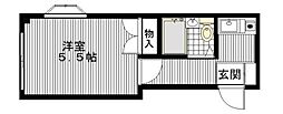 リヴァサイドフラッツ八王子 1階1Kの間取り