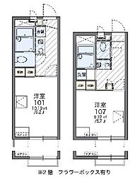 レオパレスネクスト 1Kの間取図画像