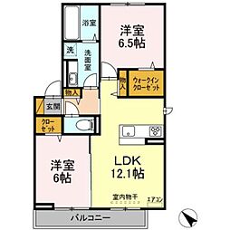 クラレットβ 2LDKの間取図画像