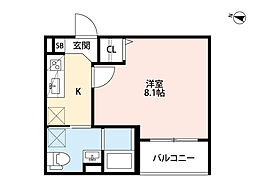Lunasol 1Kの間取図画像