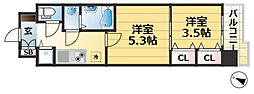 LAV神戸三宮 2Kの間取図画像