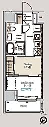 アーバンコア月島 1DKの間取図画像