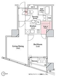 パークキューブ八丁堀 1LDKの間取図画像