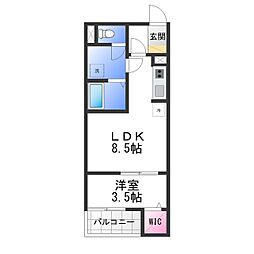 Fstyle一津屋1号館 1LDKの間取図画像